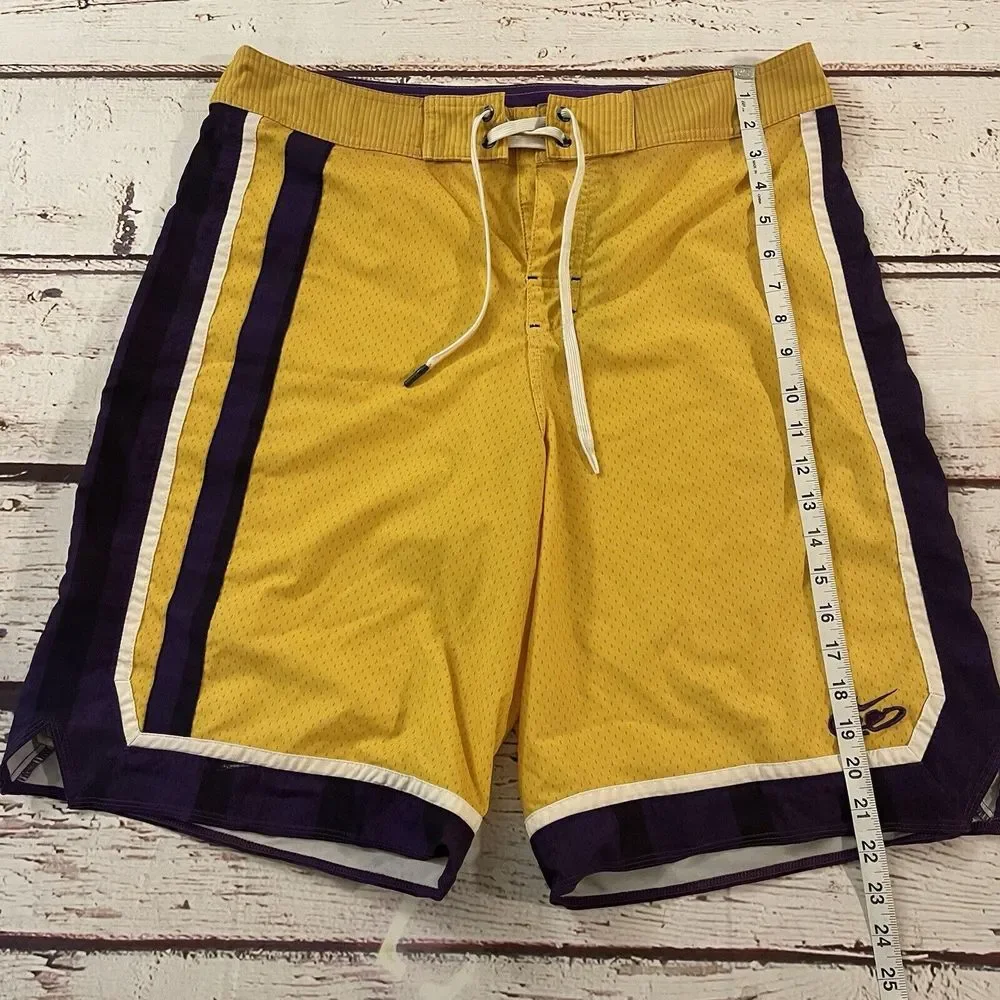 Nike 6.0‎ Men's Size 34 Mesh Boardshorts circa 2010 Yellow/Purple Lakers